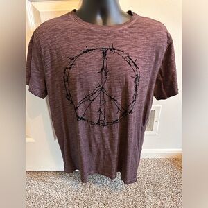 John Varvatos Tshirt, size large, maroon and black